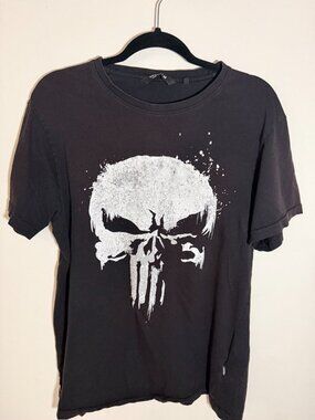 Marvel Punisher Graphic T-Shirt Black Oversized Streetwear Tee